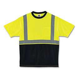 Ergodyne GloWear 8289BK Class 2 Hi-Vis T-Shirt with Black Bottom, 4X-Large, Lime