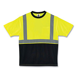 Ergodyne GloWear 8289BK Class 2 Hi-Vis T-Shirt with Black Bottom, 5X-Large, Lime