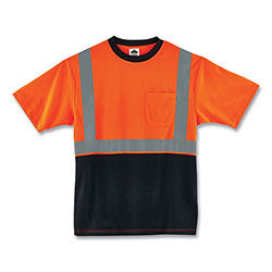 Ergodyne GloWear 8289BK Class 2 Hi-Vis T-Shirt with Black Bottom, Small, Orange