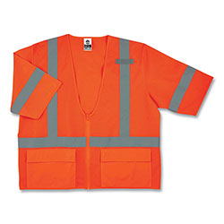 Ergodyne GloWear 8320Z Class 3 Standard Zipper Vest, Polyester, Small/Medium, Orange