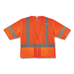 Ergodyne GloWear 8320Z Class 3 Standard Zipper Vest, Polyester, 2X-Large/3X-Large, Orange
