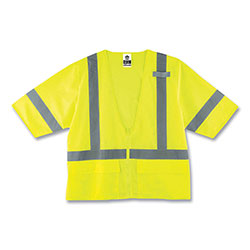 Ergodyne GloWear 8320Z Class 3 Standard Zipper Vest, Polyester, Small/Medium, Lime