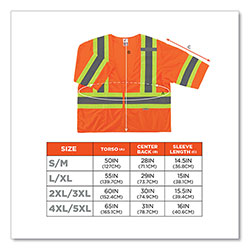 Ergodyne GloWear 8330Z Class 3 Two-Tone Zipper Vest, Polyester, Small/Medium, Orange
