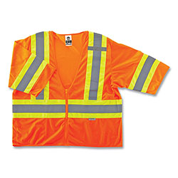 Ergodyne GloWear 8330Z Class 3 Two-Tone Zipper Vest, Polyester, 2X-Large/3X-Large, Orange