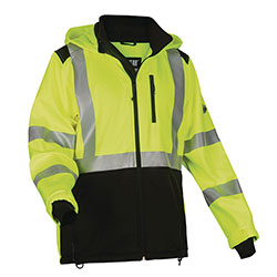Ergodyne GloWear 8353 Class 3 Hi-Vis Softshell Water-Resistant Jacket, Medium, Lime