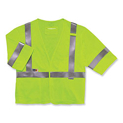 Ergodyne GloWear 8356FRHL Class 3 FR Hook and Loop Safety Vest with Sleeves, Modacrylic, Small/Med, Lime