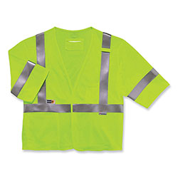 Ergodyne GloWear 8356FRHL Class 3 FR Hook and Loop Safety Vest with Sleeves, Modacrylic, Large/XL, Lime