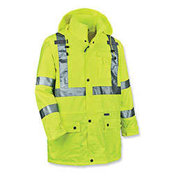 Ergodyne GloWear 8365 Class 3 Hi-Vis Rain Jacket, Polyester, Small, Lime