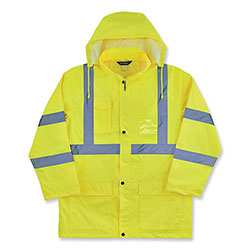 Ergodyne GloWear 8366 Class 3 Lightweight Hi-Vis Rain Jacket, Polyester, Medium, Lime