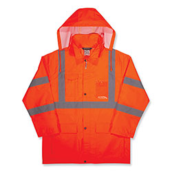 Ergodyne GloWear 8366 Class 3 Lightweight Hi-Vis Rain Jacket, Polyester, Small, Orange
