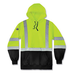 Ergodyne GloWear 8373 Hi-Vis Class 3 Hooded with Sweatshirt Black Bottom, Polar Fleece, Lime, Medium