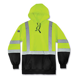 Ergodyne GloWear 8373 Hi-Vis Class 3 Hooded with Sweatshirt Black Bottom, Polar Fleece, Lime, Medium