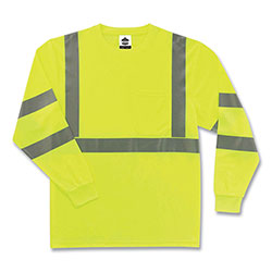 Ergodyne GloWear 8391 Class 3 Hi-Vis Long Sleeve Shirt, Polyester, Lime, Medium