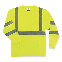 Ergodyne GloWear 8391 Class 3 Hi-Vis Long Sleeve Shirt, Polyester, Lime, X-Large