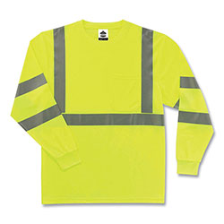 Ergodyne GloWear 8391 Class 3 Hi-Vis Long Sleeve Shirt, Polyester, Lime, 4X-Large