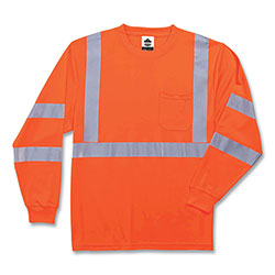 Ergodyne GloWear 8391 Class 3 Hi-Vis Long Sleeve Shirt, Polyester, Orange, Small