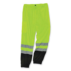 Ergodyne GloWear 8910BK Class E Hi-Vis Pants with Black Bottom, Polyester, Small/Medium, Lime