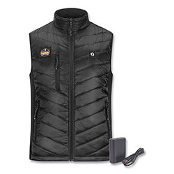 Ergodyne N-Ferno 6495 Rechargeable Heated Vest with Battery Power Bank, Fleece/Polyester, Large, Black