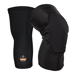 Ergodyne Proflex 525 Lightweight Padded Knee Sleeves, Slip-On, Small/Medium, Black, Pair