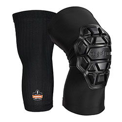 Ergodyne ProFlex 550 Padded Knee Sleeves with 3-Layer Foam Cap, Slip-On, Small/Medium, Black, Pair