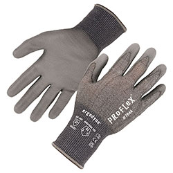 Ergodyne ProFlex 7044 ANSI A4 PU Coated CR Gloves, Gray, X-Small, Pair
