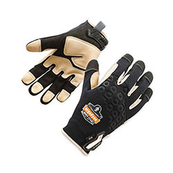 Ergodyne ProFlex 710LTR Heavy-Duty Leather-Reinforced Gloves, Black, Small, Pair