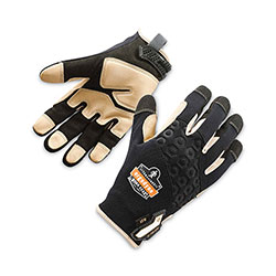 Ergodyne ProFlex 710LTR Heavy-Duty Leather-Reinforced Gloves, Black, Medium, Pair