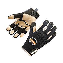 Ergodyne ProFlex 710LTR Heavy-Duty Leather-Reinforced Gloves, Black, Large, Pair
