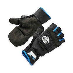 Ergodyne ProFlex 816 Thermal Flip-Top Gloves, Black, Large, Pair