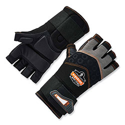 Ergodyne ProFlex 910 Half-Finger Impact Gloves + Wrist Support, Black, Small, Pair