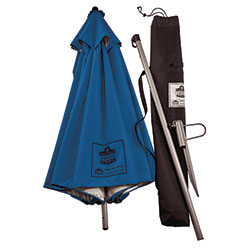 Ergodyne Shax 6100 Lightweight Work Umbrella, 90 in Span, 92 in Long, Blue Canopy