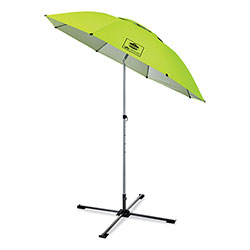 Ergodyne Shax 6199 Lightweight Work Umbrella Stand Kit, 7.5 ft dia x 92 in Tall, Polyester/Steel, Lime