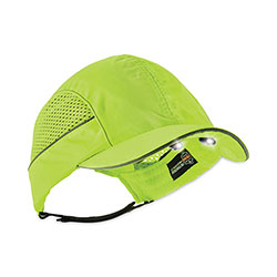 Ergodyne Skullerz 8960 Bump Cap with LED Lighting, Short Brim, Lime Green