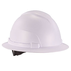 Ergodyne Skullerz 8969 Class E Lightweight Full Brim Hard Hat, 6-Point Rachet Suspension, White
