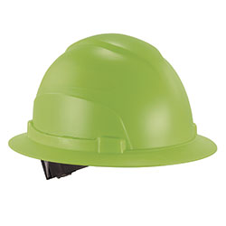 Ergodyne Skullerz 8969 Class E Lightweight Full Brim Hard Hat, 6-Point Rachet Suspension, Lime