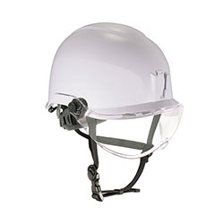 Ergodyne Skullerz 8974V Class E Safety Helmet w/8991 Visor Kit, Clear Lens, 6-Pt Ratchet Suspension, White