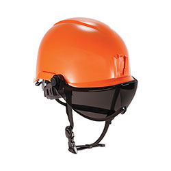 Ergodyne Skullerz 8974V Class E Safety Helmet w/8991 Visor Kit, Smoke Lens, 6-Pt Ratchet Suspension, Orange,Ships in 1-3 Business Days