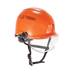 Ergodyne Skullerz 8975V Class C Safety Helmet w/8991 Visor Kit, Clear Lens, 6-Pt Ratchet Suspension, Orange,Ships in 1-3 Business Days