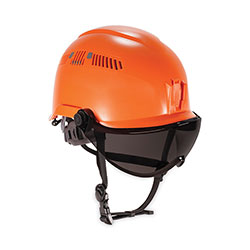 Ergodyne Skullerz 8975V Class C Safety Helmet w/8991 Visor Kit, Smoke Lens, 6-Pt Ratchet Suspension, Orange,Ships in 1-3 Business Days