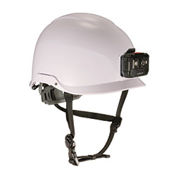 Ergodyne Skullerz 8976LED Class E Safety Helmet with LED Light, 6-Point Rachet Suspension, White