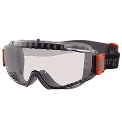 Ergodyne Skullerz MODI OTG Anti-Scratch/Enhanced Anti-Fog Safety Goggles with Elastic Strap, Clear Lens