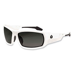 Ergodyne Skullerz Odin Safety Glasses, White Nylon Impact Frame, Smoke Polycarbonate Lens
