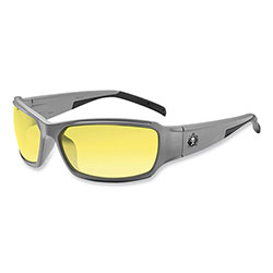 Ergodyne Skullerz Thor Safety Glasses, Matte Gray Nylon Impact Frame, Yellow Polycarbonate Lens