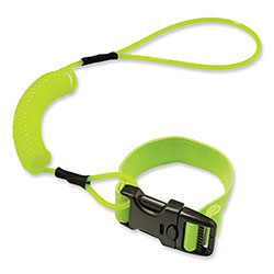 Ergodyne Squids 3157 Coiled Lanyard with Buckle, 2 lb Max Working Capacity, 12 in to 48 in Long, Lime