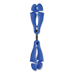 Ergodyne Squids 3420 Dual Clip Swivel Glove Clip Holder, 1 x 0.6 x 5.5, Acetal Copolymer, Blue