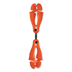 Ergodyne Squids 3420 Dual Clip Swivel Glove Clip Holder, 1 x 0.6 x 5.5, Acetal Copolymer, Orange