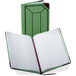 Boorum & Pease Record/Account Book, Record Rule, Green/Red, 500 Pages, 12 1/2 x 7 5/8