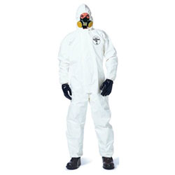 Extensis Tychem SL Coveralls with attached Hood and Socks, Storm Flap, Bound Seams, 3XL