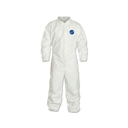 Extensis Tyvek® 400 Coverall, Serged Seams, Collar, Elastic Waist, Elastic Wrists and Ankles, Zipper Front, Storm Flap, White, 4XL, VP