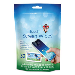 Falcon Safety Touch Screen Wipes, 5 x 7.75, 32 Individual Foil Packets